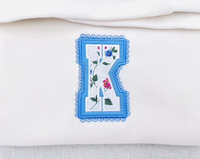 Lace Edge double layer applique Font Sports Block Alphabet Monogram kids girls machine embroidery designs many sizes 3 up to 6.3 inch BX