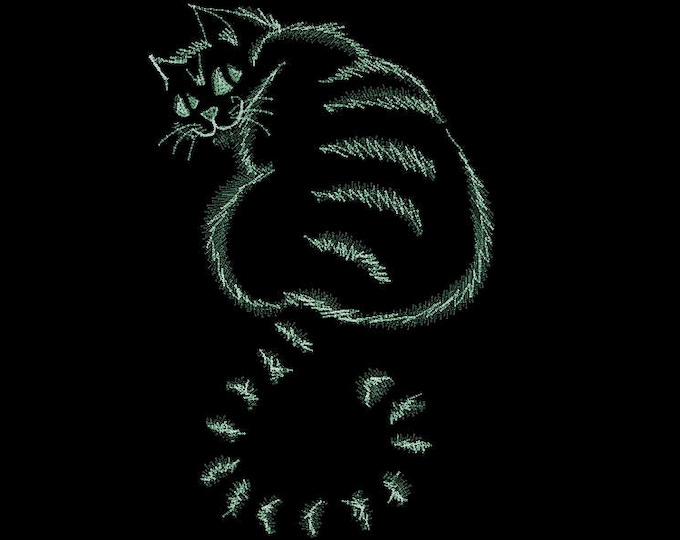 Glow in the dark cheshire cat Night cat / Glow in the dark special designed machine embroidery - glowing embroidery designs embroidery glows