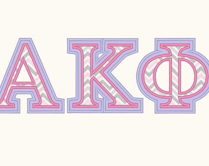 Whole Greek font, alphabet, ABC, letters 2 step applique - 2 colors Greek font sororities, applique Font machine embroidery applique designs