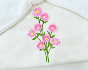 Fringed Floral Bouquet fluffy fringe Blossom Flower girls machine embroidery designs fuzzy fur chenille bloom branch many sizes 4 up to 7 in