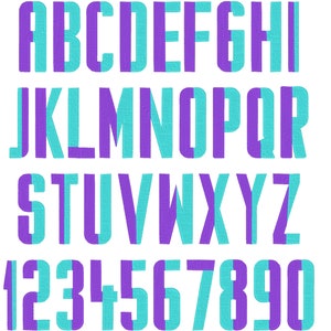 Duo font narrow split fill stitch 2 color Font Duo color Duotone alphabet machine embroidery designs 1.5 to 5 two colors duotone duo color