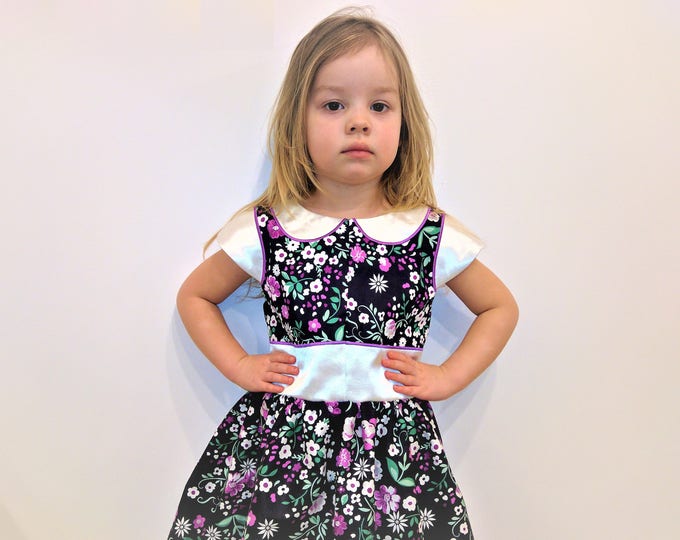 Awesome dress with sleeves and collar in the hoop Dress ITH embroidery project machine embroidery designs 1y, 2y, 3y, 4years kids baby girls