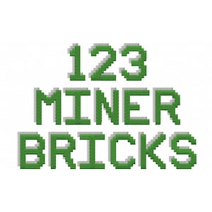Ricamo a macchina con motivo a pixel "Miner Bricks", monogramma, lettere dell'alfabeto in pixel, dimensioni assortite, confezione BX inclusa.