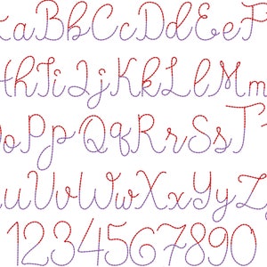 Duotone Handstich Effekt FONT Stickmuster für die Maschine in verschiedenen Mini-Größen Bullet Journal Bohne