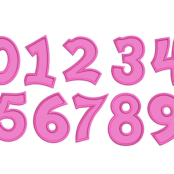 Bold block wide satin stitch Numbers, birthday number machine embroidery applique designs 3, 4, 5, 6, 7, 8 inches BX included