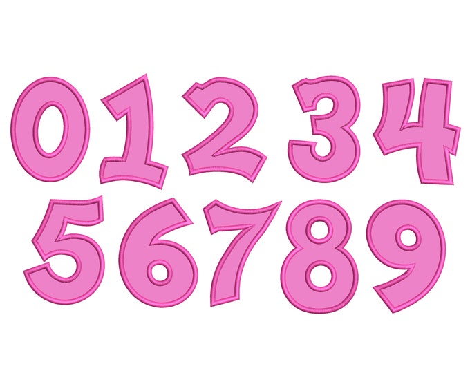 Bold block wide satin stitch Numbers Birthday Number Applique monogram machine embroidery applique designs 3, 4, 5, 6, 7, 8 inches BX includ