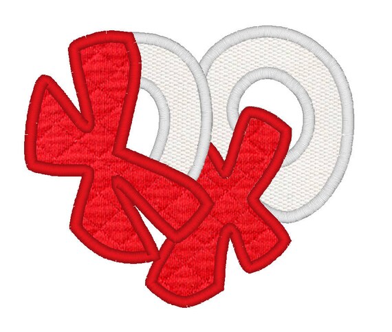 Xo Xo Xo Xo Heart Embroidery
