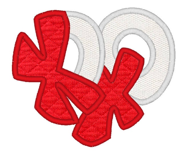 Magic valentine heart - Xo xoxo Heart - machine embroidery designs fill stitch and applique designs - INSTANT DOWNLOAD 4x4, 5x7 and 6x10