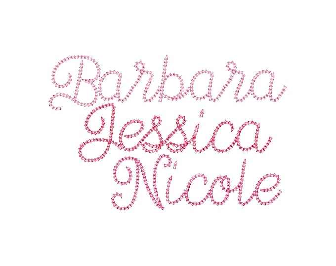 Swirl Chain FONT quick light stitch machine embroidery designs assorted sizes chain stitch alphabet letters kids name monogram, BX included