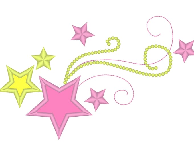 Shooting swirly classy stars - assorted variations and sizes  - embroidery machine designs, add-ons, many sizes INSTANT DOWNLOAD