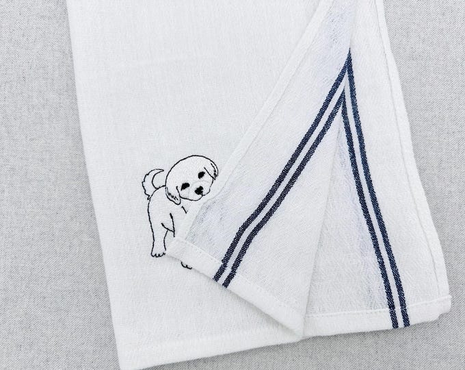 Cute Playing Little Great Pyrenees Puppy Dog Mama kitchen dish towel animal kids machine embroidery designs ITH project simply in the hoop