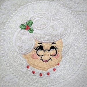 Embossed Terry Towel Mrs. Clause circle design - machine embroidery  designs 4x4 and 5x7, 6x10 INSTANT DOWNLOAD
