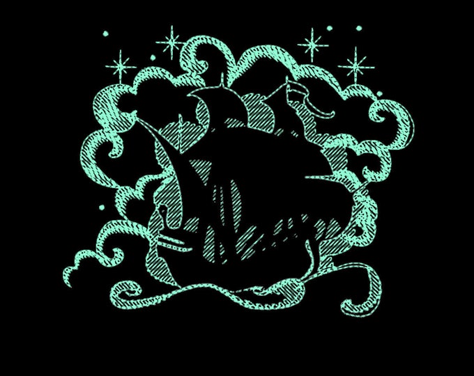 Pirate ship / Glow in the dark special designed machine embroidery / sizes 4x4 5x7 6x10 / Awesome glow embroidery design