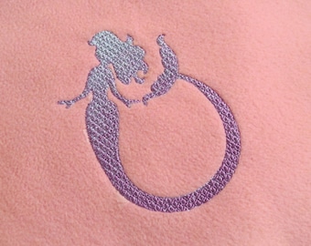 Iridescent 2 color Mermaid Embroidery designs 4x4 5x7 and MINI Circle monogram frame, mermaid machine embroidery designs No special thread