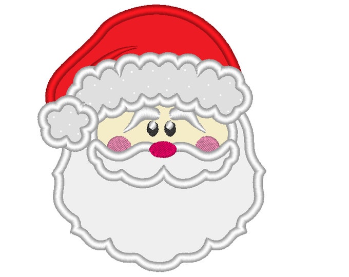 Santa Claus face Santa portrait hat applique design  - machine embroidery design - Santa applique machine embroidery design