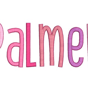 Satin stitch and outline Thin Tall Font alphabet playful kids baby monogram name, machine embroidery designs assorted sizes, BX Palmer