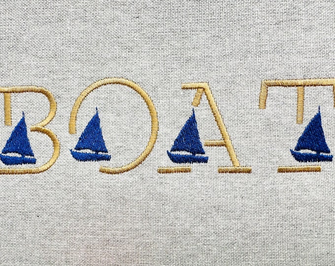 Satin stitch mini boat embroidery fonts sailing alphabet summer font embroidery machine embroidery designs small boat ship monogram boys