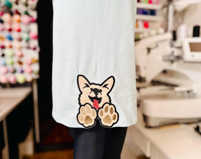 Puppy Bow Split side seam cutout Side Bow Applique machine embroidery designs Trendy Pet Dog lovers Apparel Sweatshirts T-Shirts 4 8 inch