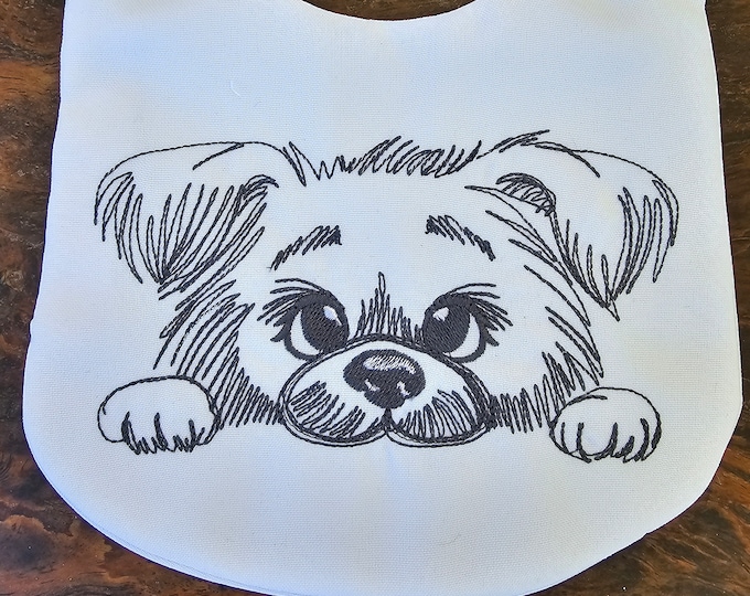 Peeking puppy head silhouette cute dog line art drawing sketch light stitch machine embroidery designs 4, 5, 6, 7in kids sweatshirt design