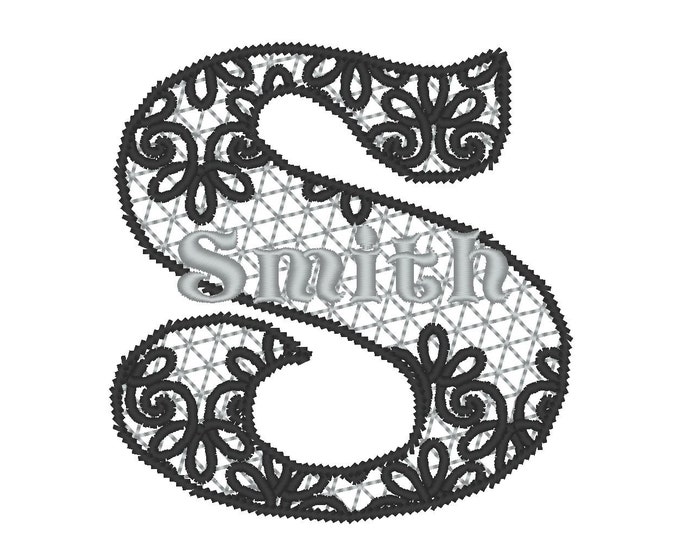 Lace Split Letters set - Monogram letters and mini font
