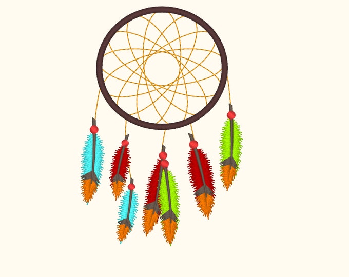 Dream Catcher embroidery design - 4x4 and 5x7 Dream Catcher, feathers, Native American design, dream embroidery,  beautiful embroiery