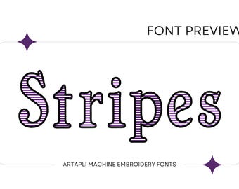 Awesome Striped Monogram lined stripes embroidery FONT Classic Stitch alphabet letters machine embroidery designs sizes 1.6 up to 3.7 inch