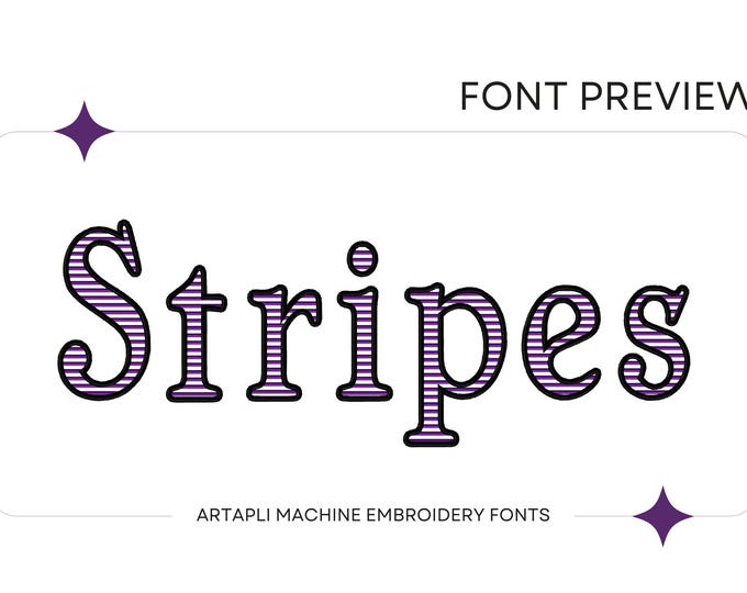 Awesome Striped Monogram lined stripes embroidery FONT Classic Stitch alphabet letters machine embroidery designs sizes 1.6 up to 3.7 inch