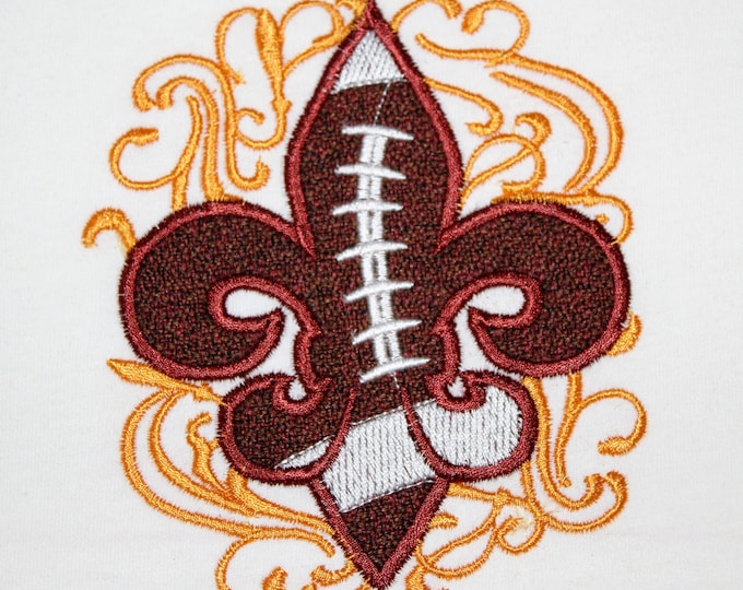 Football Fleur De Lis with curls graffiti style 2 separate files Applique machine embroidery design sizes for hoop 4x4 and 5x7 sports