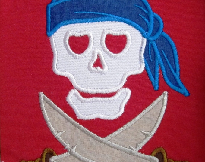 Pirate Skull machine embroidery applique designs, sizes for hoop 4x4, 5x7 and 6x10  INSTANT DOWNLOAD