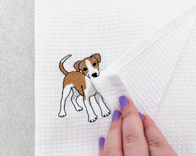 Cute Playing Little Whippet Puppy Dog Mama kitchen dish towel animal pet kids machine embroidery designs ITH project simply in the hoop