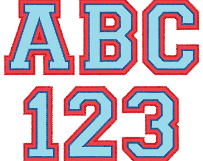 Zig Zag Double two applique Athletic Sport High School Team Players Font machine embroidery designs alphabet BX and other embroidery formats