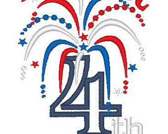 My first 4th, 4th of July and plain fireworks designs INSTANT DOWNLOAD machine embroidery applique design 4 types - 5x7
