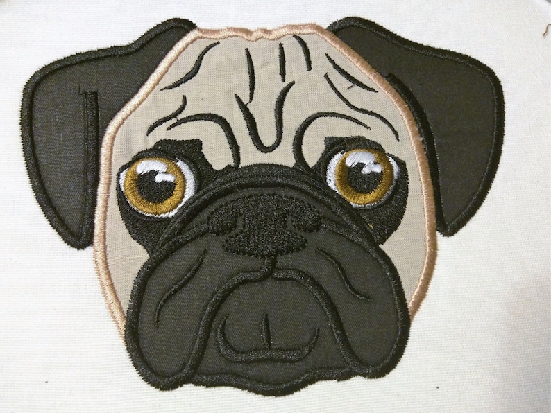 Pug head machine embroidery applique designs instant  etsy Pug head machine embroidery applique designs instant  etsy