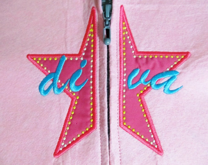 Split Star Diva applique sport machine embroidery design for hoodie or monogram machine embroidery applique designs  INSTANT DOWNLOAD