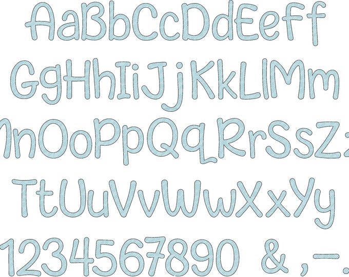 Cute Light fill Stitch Font alphabet monogram transparent letters numbers machine embroidery designs multiple sizes from 1 up to 4 inch, BX