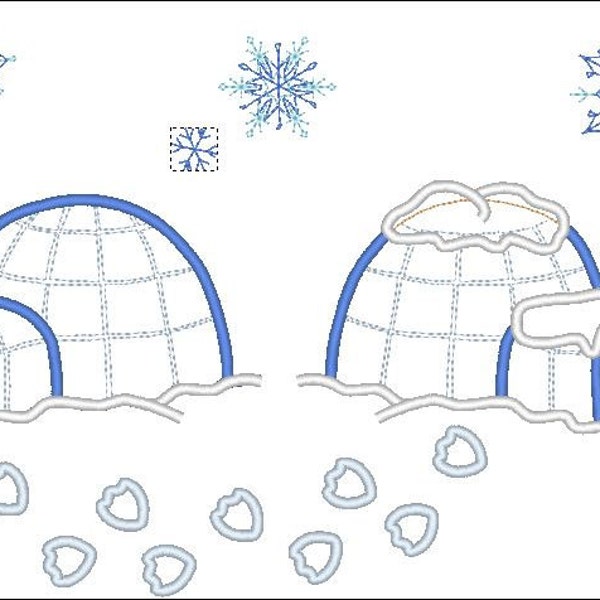 RABATT 30 % Pinguinhäuser, Iglu - Maschinenstickerei-Applikationen und Füllstichdesigns - 4x4, 5x7 und 6x10 SOFORT-DOWNLOAD