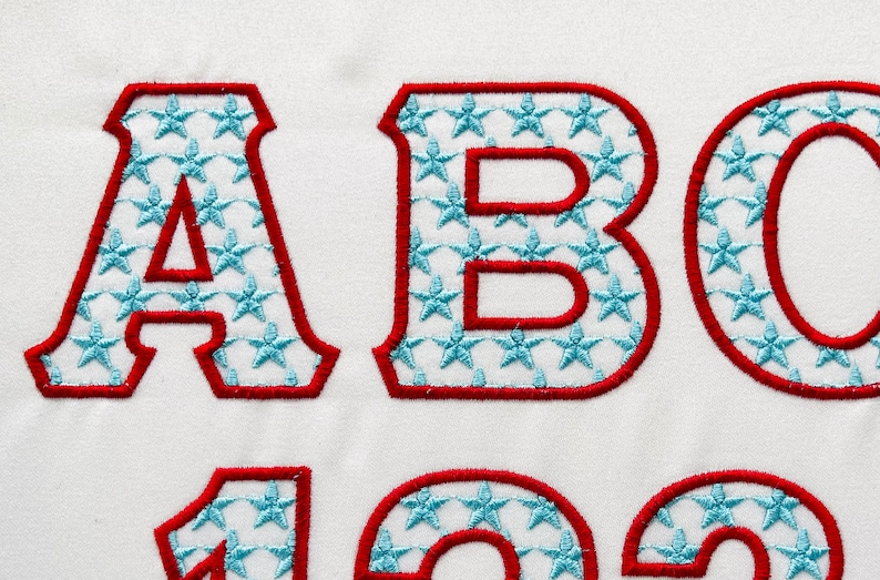 Starry Font 2 Color Monogram Star Pattern Font alphabet uppercase and numbers machine embroidery designs in assorted sizes BX included image 2