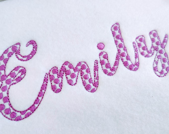Polka DOT Minnie mouse Font light sketch outline machine embroidery font alphabet letters 1.5, 2, 3  & 4 in BX! vp3, xxx, pes and other