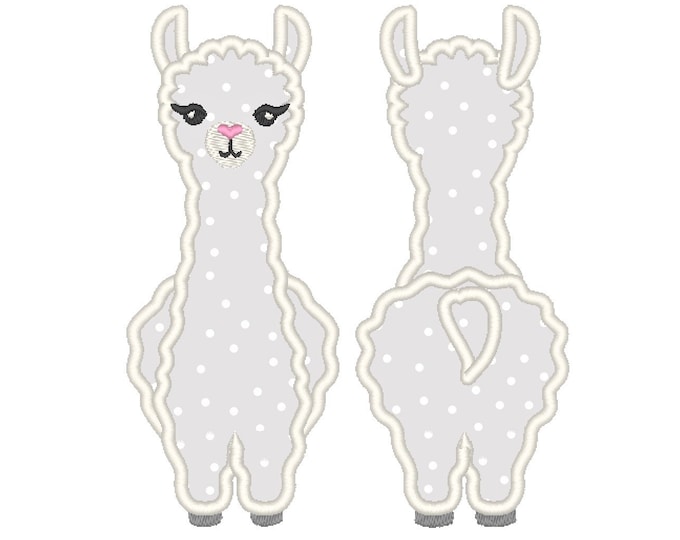 Llama, lama, lama applique, llama back and front applique embroidry designs assorted sizes 5, 6, 7, 8 an 9 inches cute alpaca