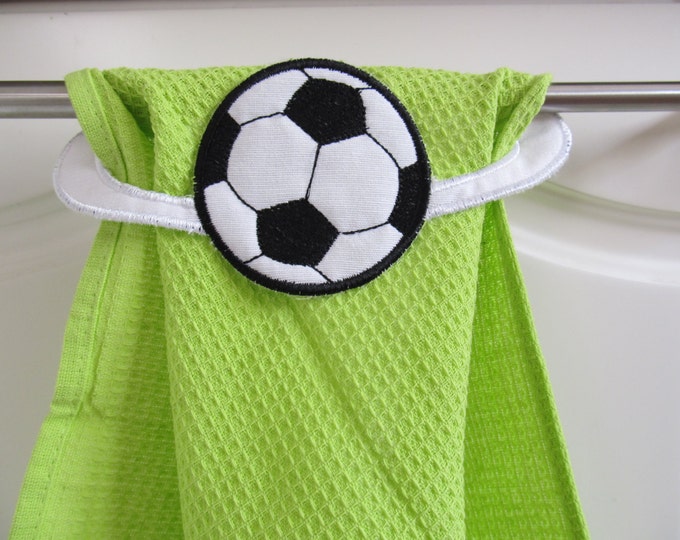 Soccer Ball towel topper hanging hole machine embroidery designs ITH project in the hoop 5x7 INSTANT DOWNLOAD children kids boys bath towel