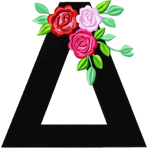 Fraternidades y hermandades de mujeres Carta griega floral DELTA rosas rosas flores diseños de bordado de máquinas de 2″ hasta 5″ DESCARGA INSTANTÁNEA