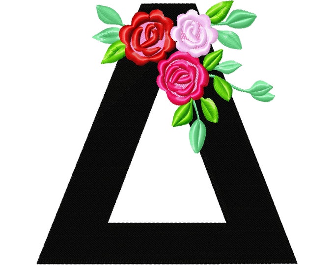 Fraternities & sororities Floral Greek Letter DELTA roses rose flowers machine embroidery designs from 2″ up to 5″ INSTANT DOWNLOAD