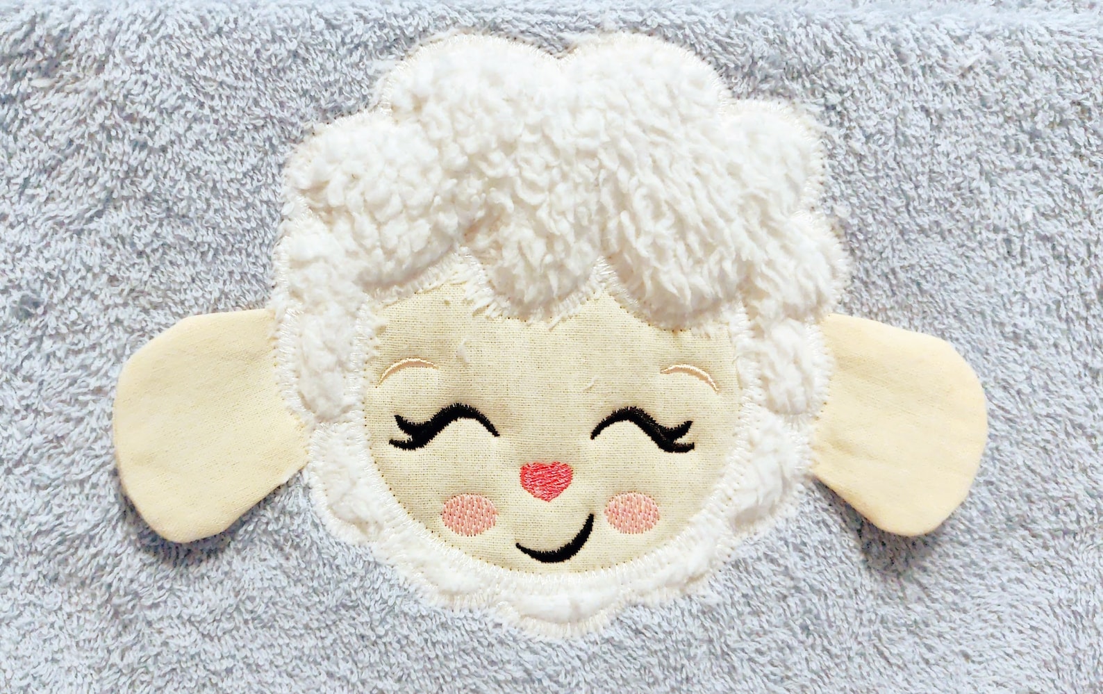 Lamb Applique Hooded Towel & Washcloth Set Blue main image 0