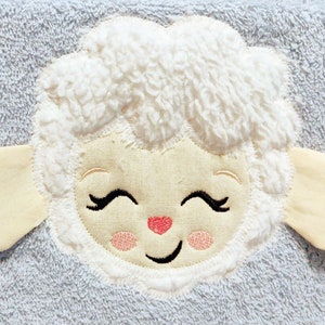 HOODED TOWEL Lamb hooded towel topper machine embroidery designs little lamb head ears ITH in the hoop dimensional machine applique for kids