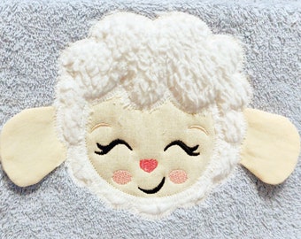HOODED TOWEL Lamb hooded towel topper machine embroidery designs little lamb head ears ITH in the hoop dimensional machine applique for kids