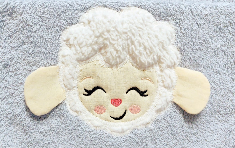 HOODED TOWELS Lamb Hooded Towel Topper Embroidery Design Head Etsy