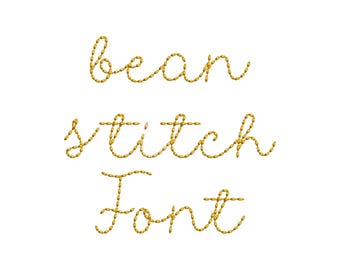 Bean stitch FONT handwritten script alphabet letters monogram quick light stitch machine embroidery designs assorted sizes 1 up to 4in, BX