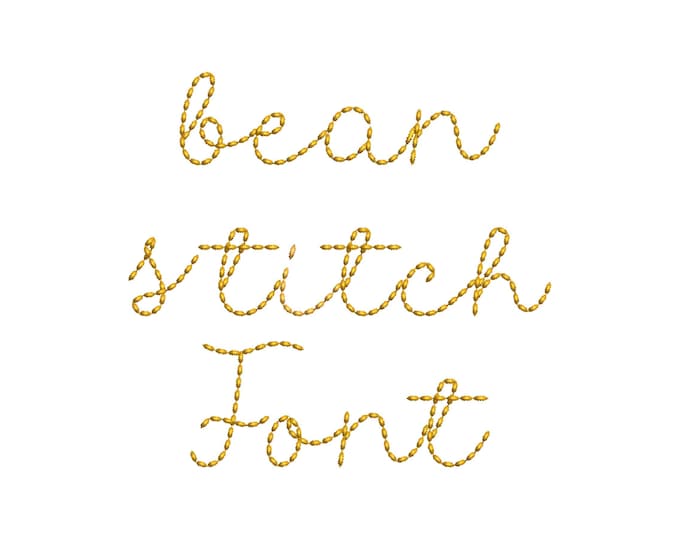 Bean stitch FONT handwritten script alphabet letters monogram quick light stitch machine embroidery designs assorted sizes 1 up to 4in, BX