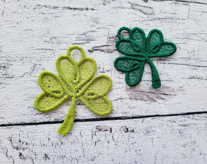 Shamrock Three leaf Clover flower charm necklace pendant Celtic FSL free standing lace machine embroidery designs Shamrock earrings for girl