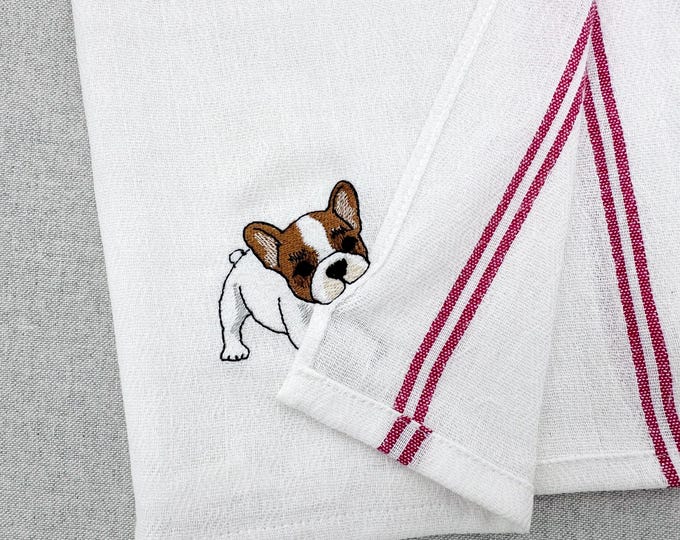 Lovely playing French Bulldog Puppy Dog kitchen dish towel pet animal kids machine embroidery designs ITH project simply in the hoop project